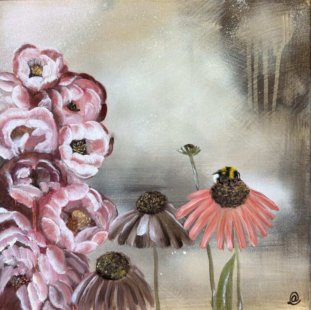 Art by Lycke Konst "Höstblomning" 40x40 cm Oljemålning