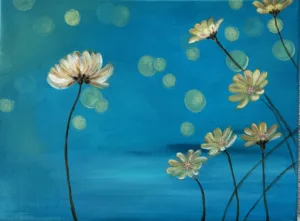 Abstrakt blå akryl och oljemålning – ”Mellan himmel och hav” av Art by Lycke