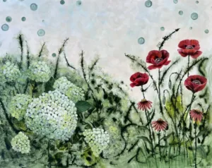 Summer Vibrations – Stor abstrakt tavla med hortensior | Art by Lycke